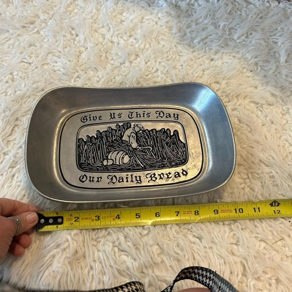 50%offW❤️ Wilton Armetale Pewter Tray GIVE US THIS DAY OUR DAILY BREAD p03
